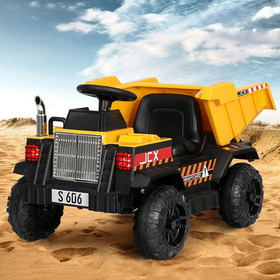 Rigo Kids Ride On Car Dumptruck 12V Electric Bulldozer Toys Cars Battery Yellow Payday Deals