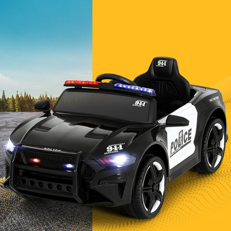 Rigo Kids Ride On Car Electric Patrol Police Cars Battery Powered Toys 12V Black Payday Deals