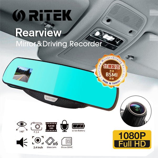 Ritek Full HD 1080 CRMT 01 Rearview Mirror + Driving Recorder Payday Deals