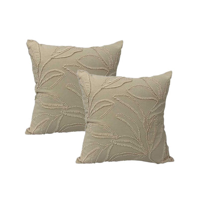 Riviera Natural Twin Pack Cotton Embroidered Cushion Polyester Filled by Cloud Linen