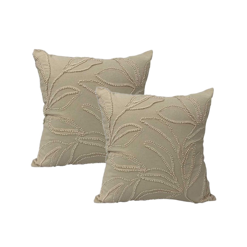 Riviera Natural Twin Pack Cotton Embroidered Cushion Polyester Filled by Cloud Linen Payday Deals