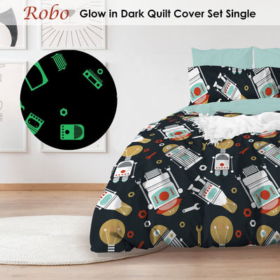 Robo Glow in Dark Quilt Cover Set Single Payday Deals