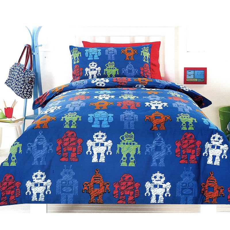 Robotic Blue Quilt Cover Set Single Payday Deals