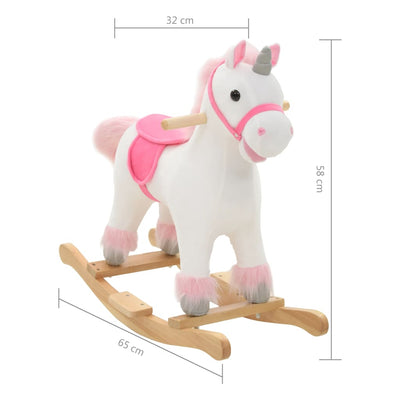 Rocking Animal Unicorn Plush 65x32x58 cm White and Pink Payday Deals