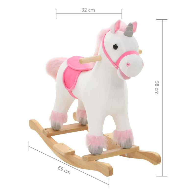 Rocking Animal Unicorn Plush 65x32x58 cm White and Pink Payday Deals