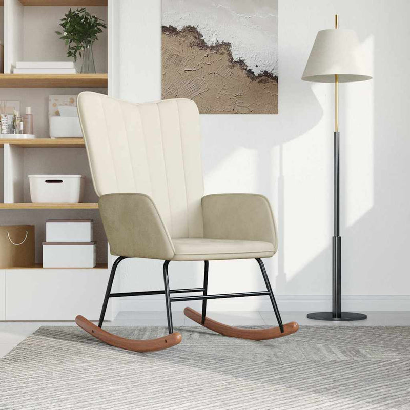 Rocking Chair Cream White Velvet Payday Deals