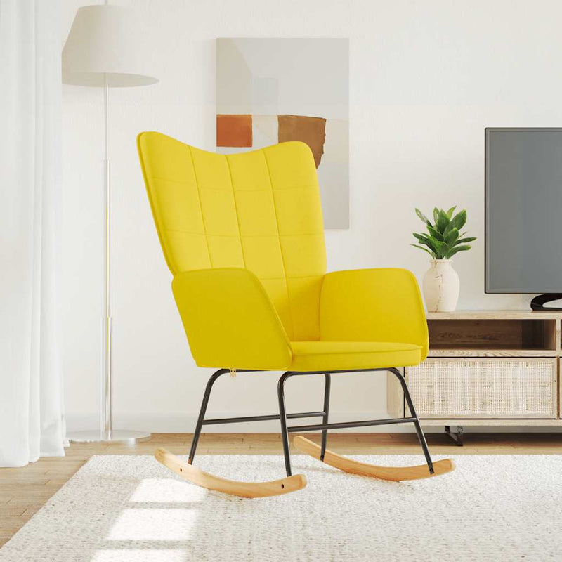 Rocking Chair Mustard Yellow Fabric Payday Deals