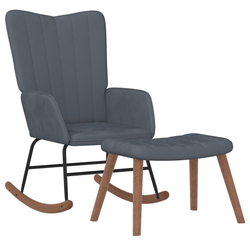 Rocking Chair with a Stool Dark Grey Velvet Payday Deals