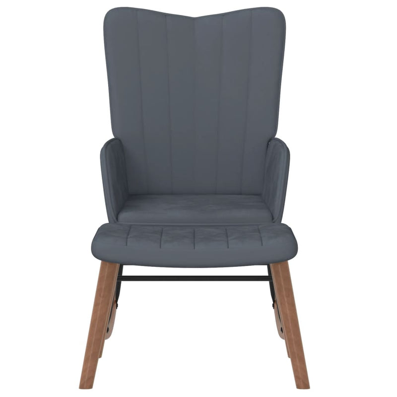 Rocking Chair with a Stool Dark Grey Velvet Payday Deals