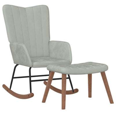 Rocking Chair with a Stool Light Grey Velvet Payday Deals