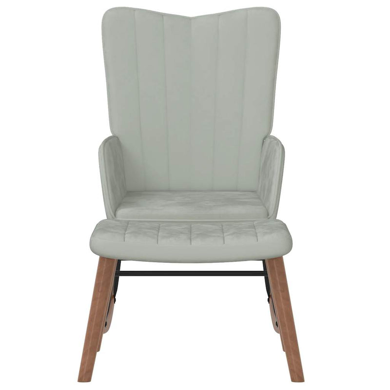 Rocking Chair with a Stool Light Grey Velvet Payday Deals