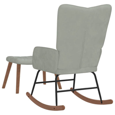 Rocking Chair with a Stool Light Grey Velvet Payday Deals