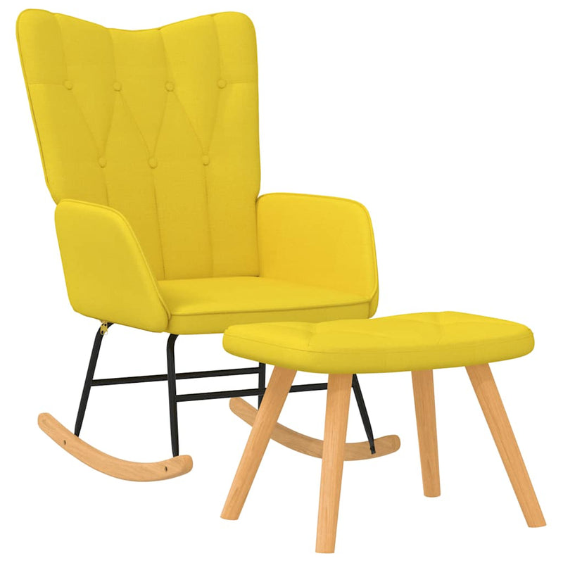 Rocking Chair with a Stool Mustard Yellow Fabric Payday Deals