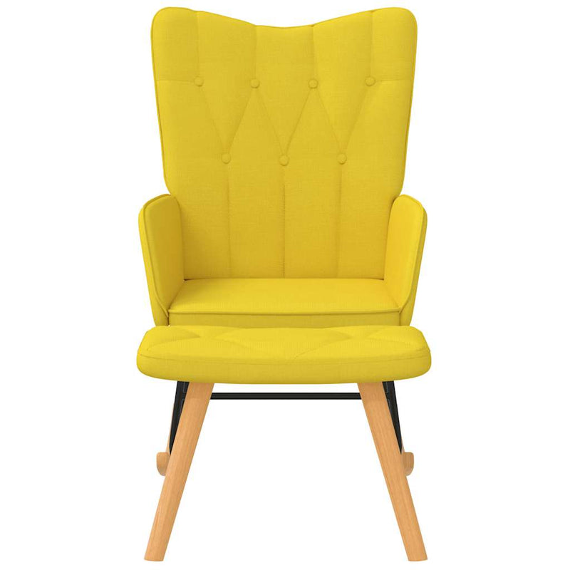 Rocking Chair with a Stool Mustard Yellow Fabric Payday Deals