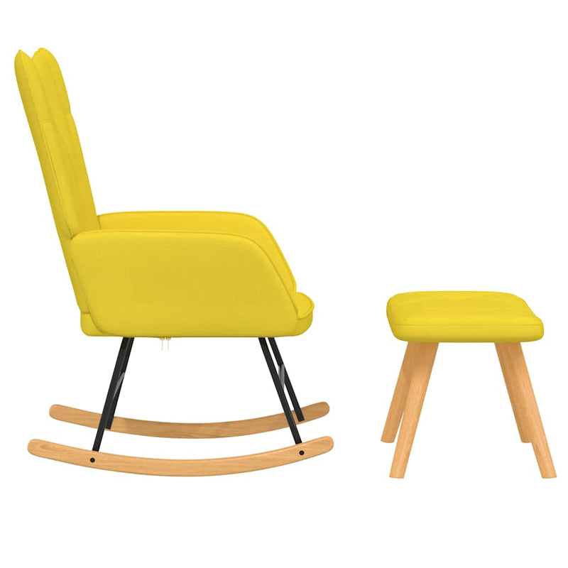Rocking Chair with a Stool Mustard Yellow Fabric Payday Deals
