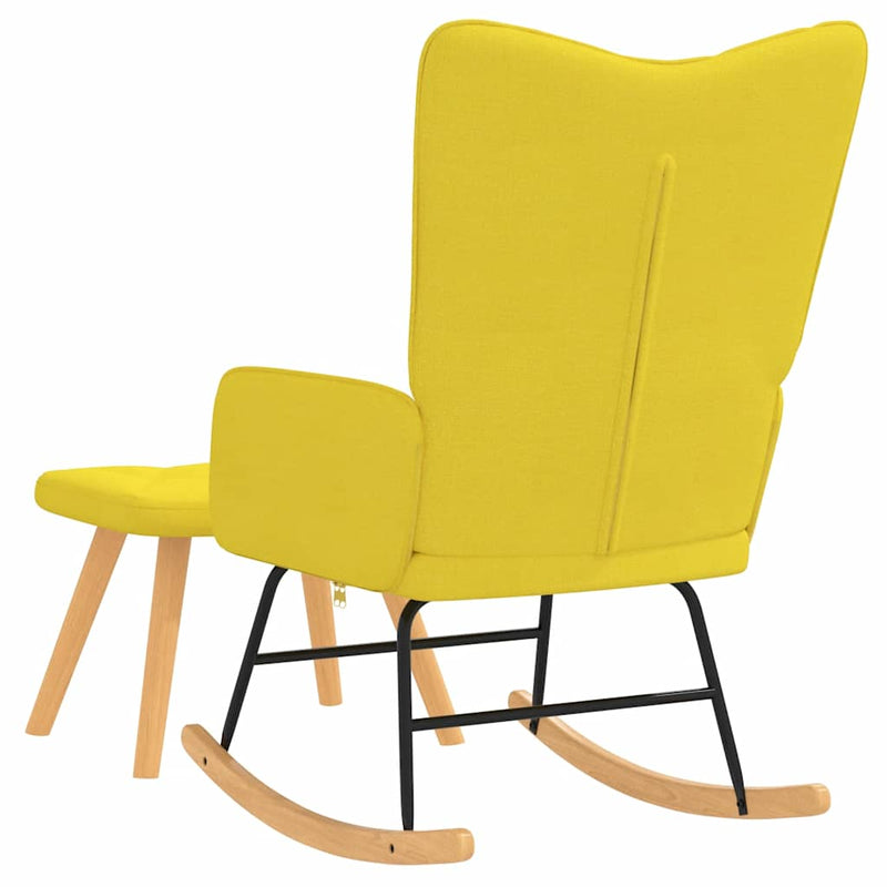 Rocking Chair with a Stool Mustard Yellow Fabric Payday Deals