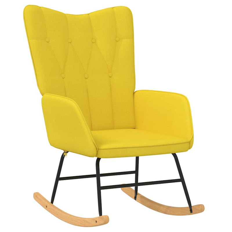 Rocking Chair with a Stool Mustard Yellow Fabric Payday Deals