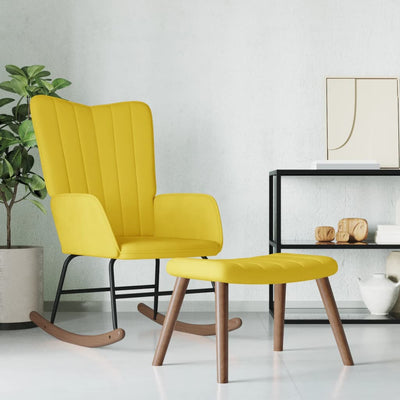 Rocking Chair with a Stool Mustard Yellow Velvet