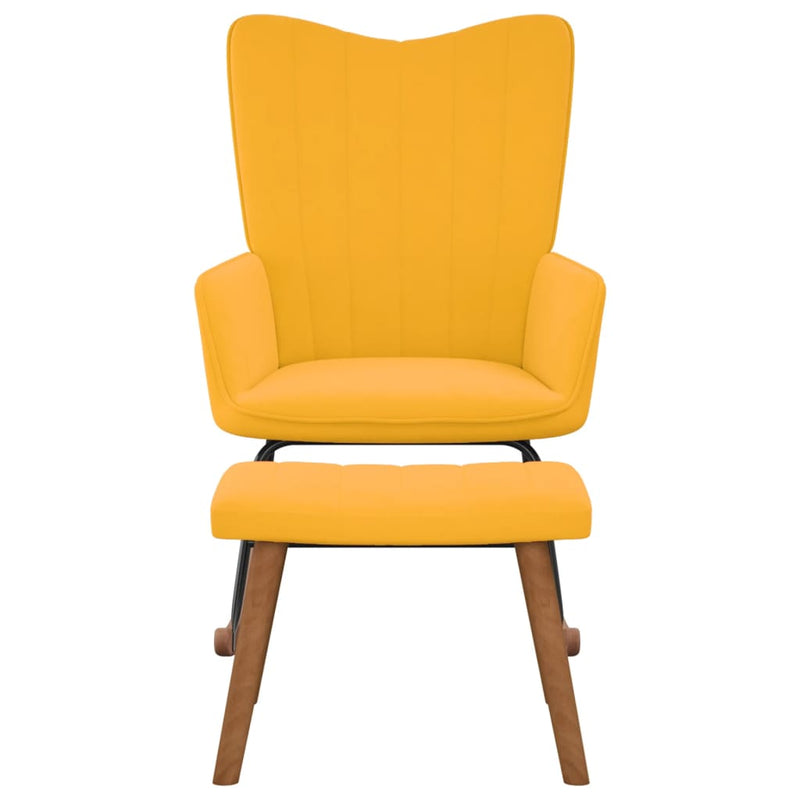 Rocking Chair with a Stool Mustard Yellow Velvet Payday Deals