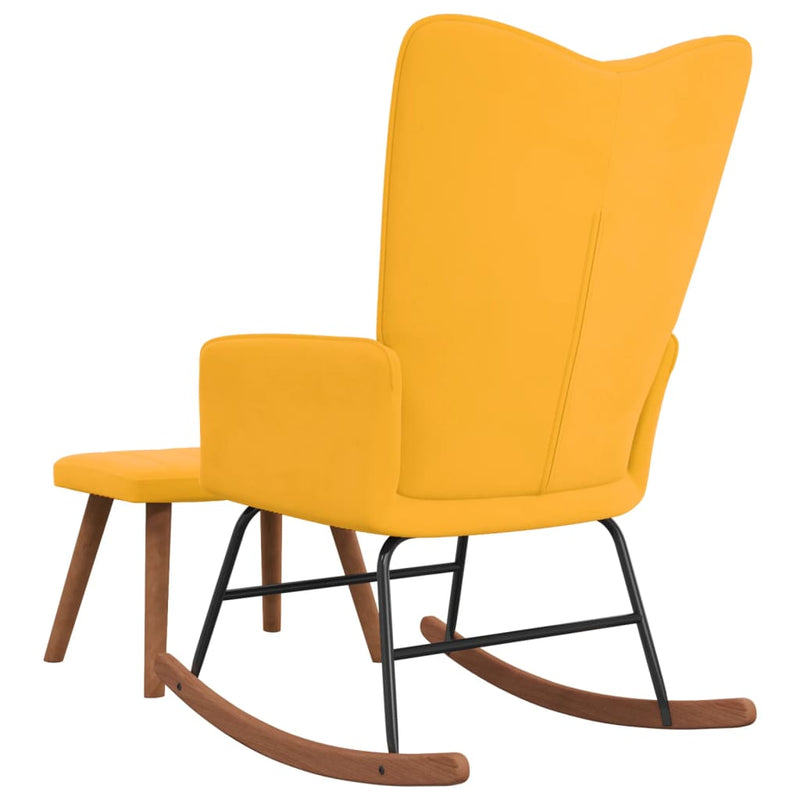 Rocking Chair with a Stool Mustard Yellow Velvet Payday Deals