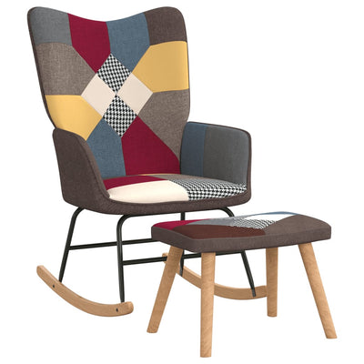 Rocking Chair with a Stool Patchwork Fabric Payday Deals