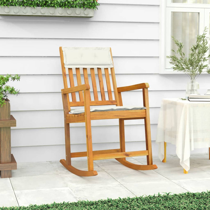 Rocking Chair with Cushions Solid Wood Acacia Payday Deals