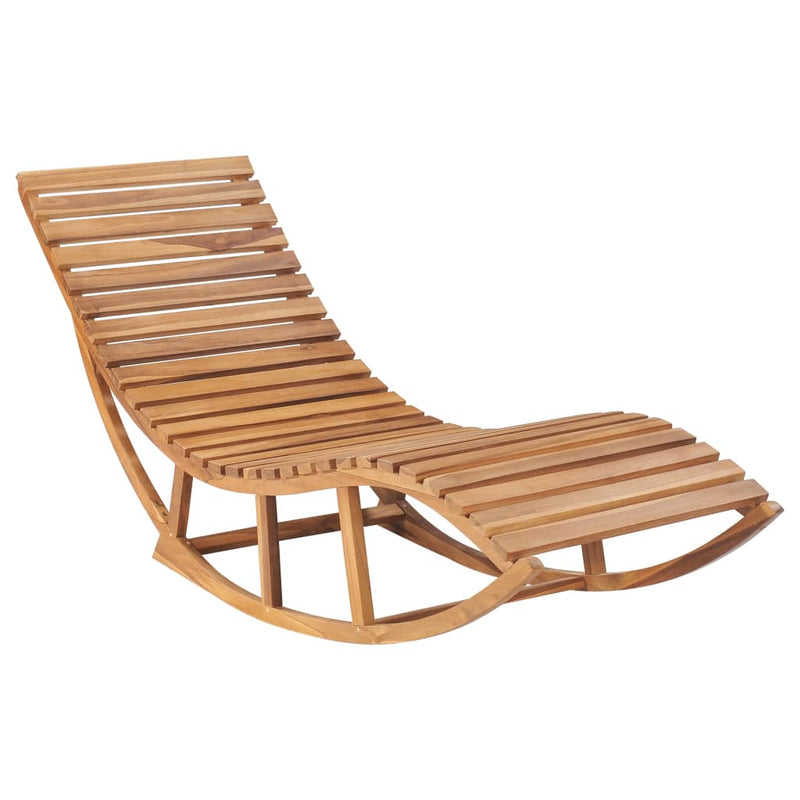 Rocking Sun Lounger with Cushion Solid Teak Wood Payday Deals