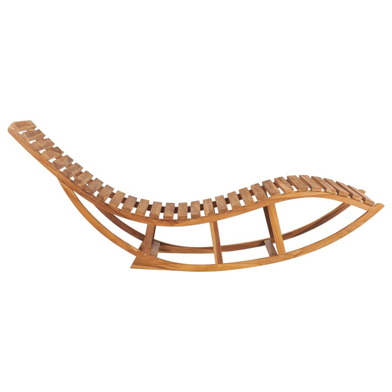 Rocking Sun Lounger with Cushion Solid Teak Wood Payday Deals