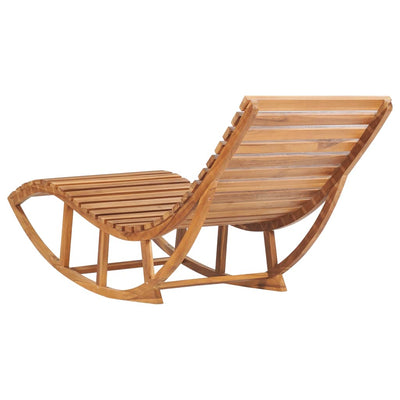 Rocking Sun Lounger with Cushion Solid Teak Wood Payday Deals