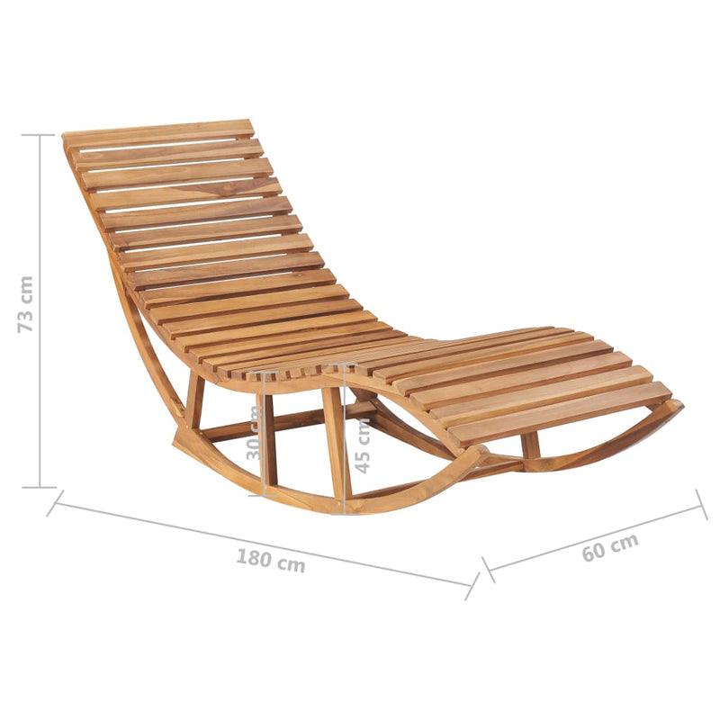Rocking Sun Lounger with Cushion Solid Teak Wood Payday Deals
