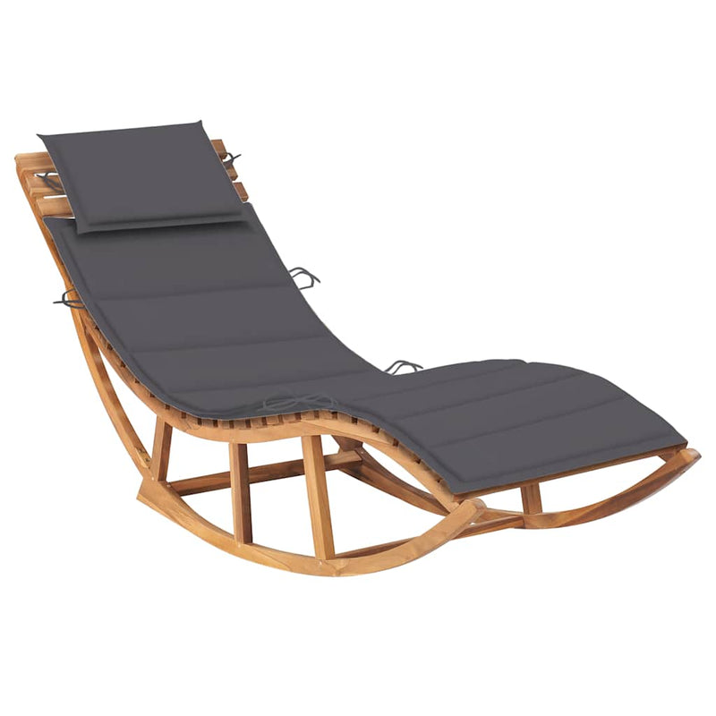 Rocking Sun Lounger with Cushion Solid Teak Wood Payday Deals