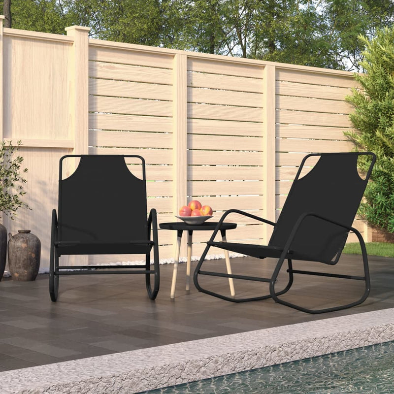 Rocking Sun Loungers 2 pcs Black Steel and Textilene Payday Deals