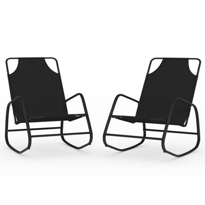 Rocking Sun Loungers 2 pcs Black Steel and Textilene Payday Deals