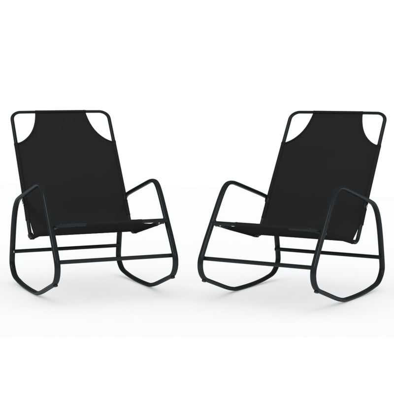 Rocking Sun Loungers 2 pcs Black Steel and Textilene Payday Deals