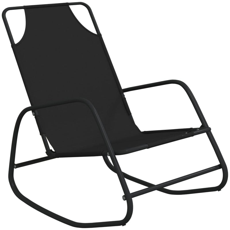 Rocking Sun Loungers 2 pcs Black Steel and Textilene Payday Deals