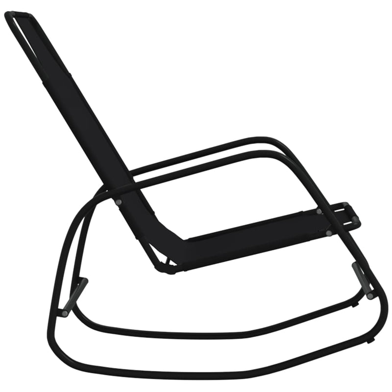 Rocking Sun Loungers 2 pcs Black Steel and Textilene Payday Deals