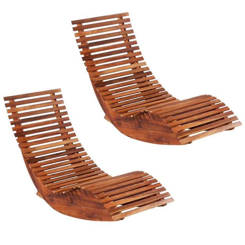 Rocking Sun Loungers 2 pcs Solid Wood Acacia Payday Deals