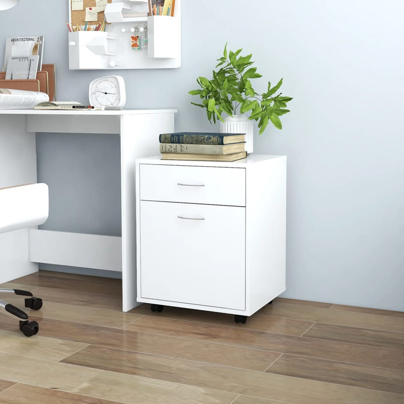 Rolling Cabinet White 45x38x54 cm Engineered Wood Payday Deals