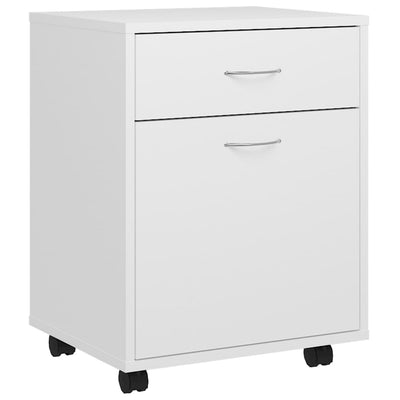 Rolling Cabinet White 45x38x54 cm Engineered Wood Payday Deals