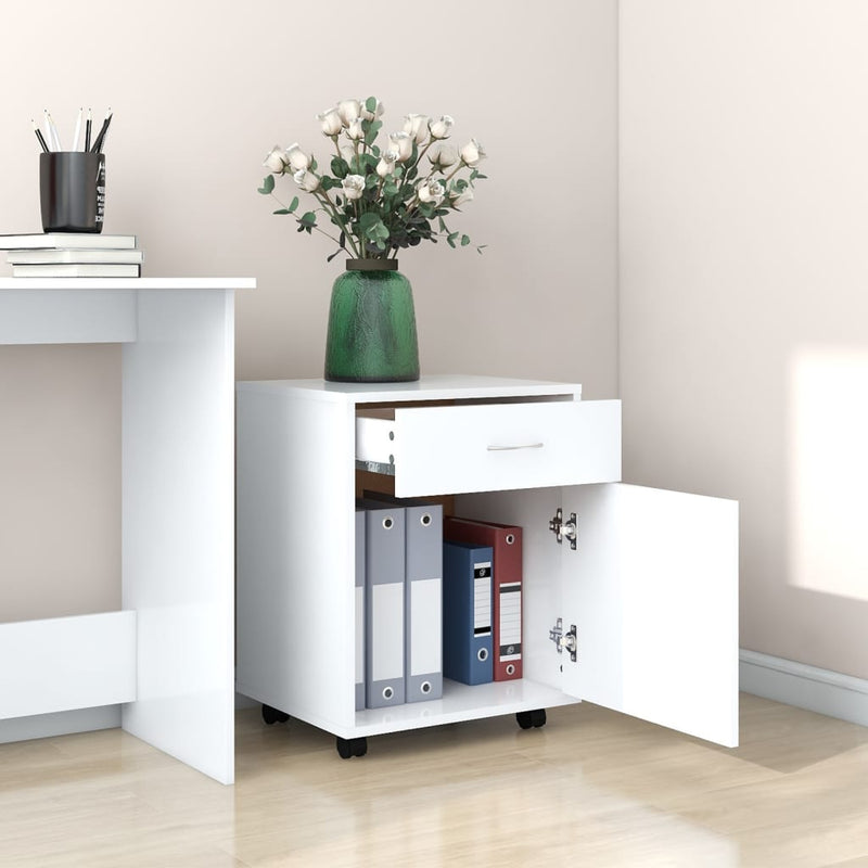 Rolling Cabinet White 45x38x54 cm Engineered Wood Payday Deals