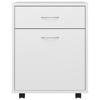 Rolling Cabinet White 45x38x54 cm Engineered Wood Payday Deals