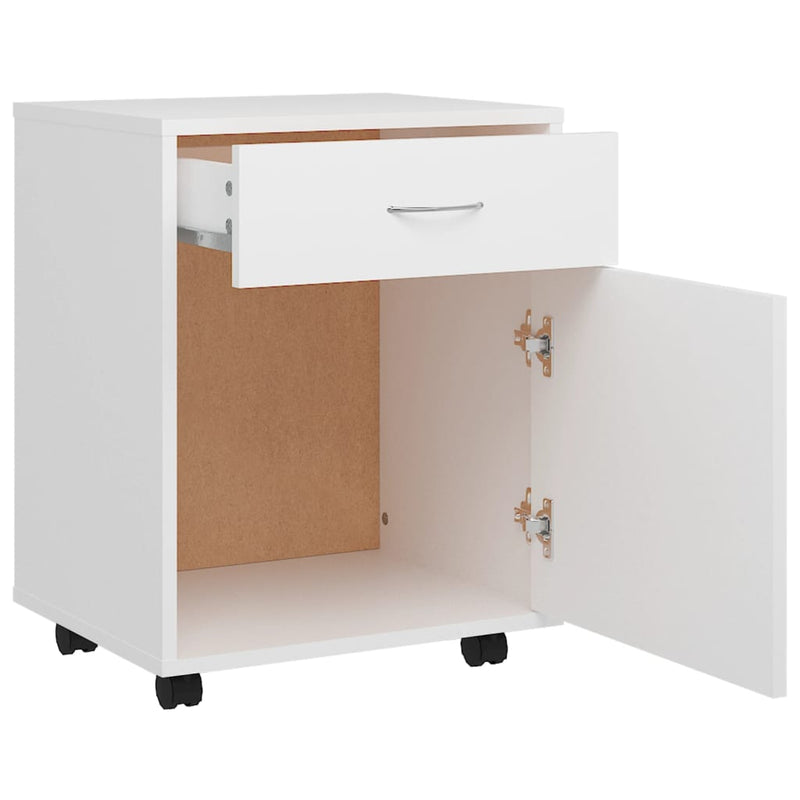 Rolling Cabinet White 45x38x54 cm Engineered Wood Payday Deals