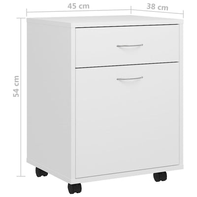 Rolling Cabinet White 45x38x54 cm Engineered Wood Payday Deals