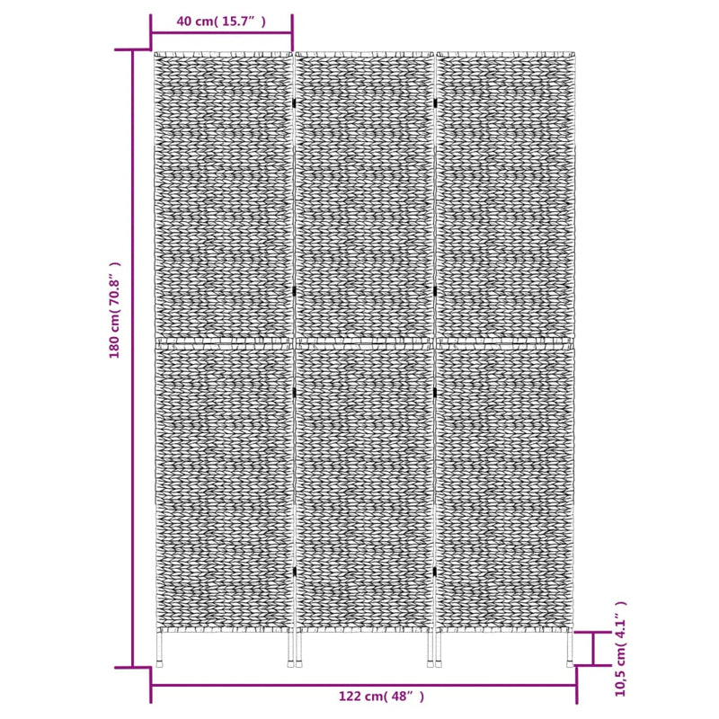 Room Divider 3-Panel 122x180 cm Water Hyacinth Payday Deals