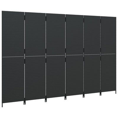 Room Divider 6 Panels Black Poly Rattan Payday Deals