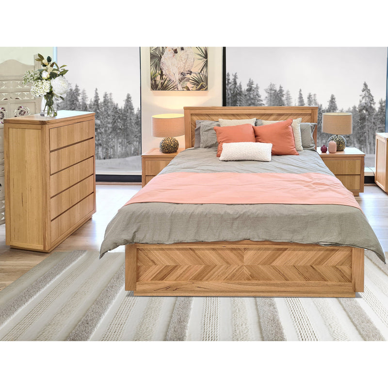 Rosemallow Queen Size Bed Parquet Solid Messmate Timber Wood Frame Mattress Base Payday Deals