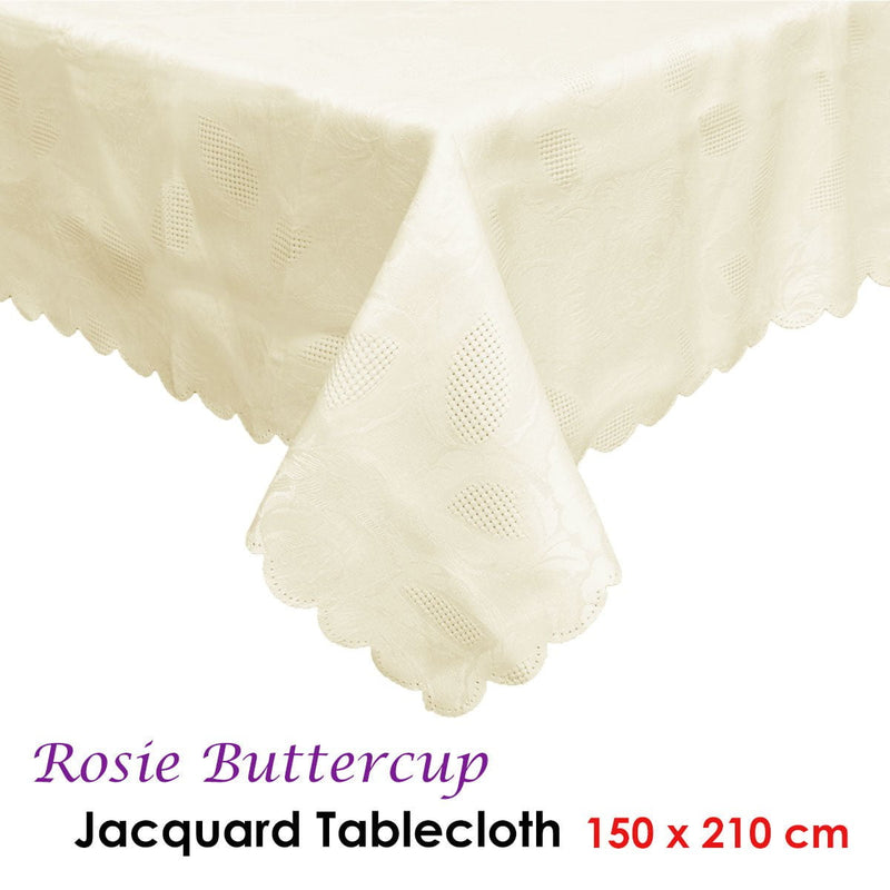 Rosie Buttercup Luxury Jacquard Tablecloth 150 x 210 cm Payday Deals