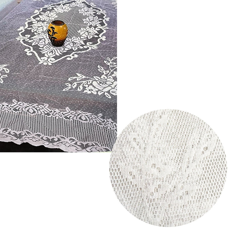 Rosie White Large Deluxue Lace Rectangle Tablecloth 150cm x 230cm 6 to 8 Seaters Payday Deals