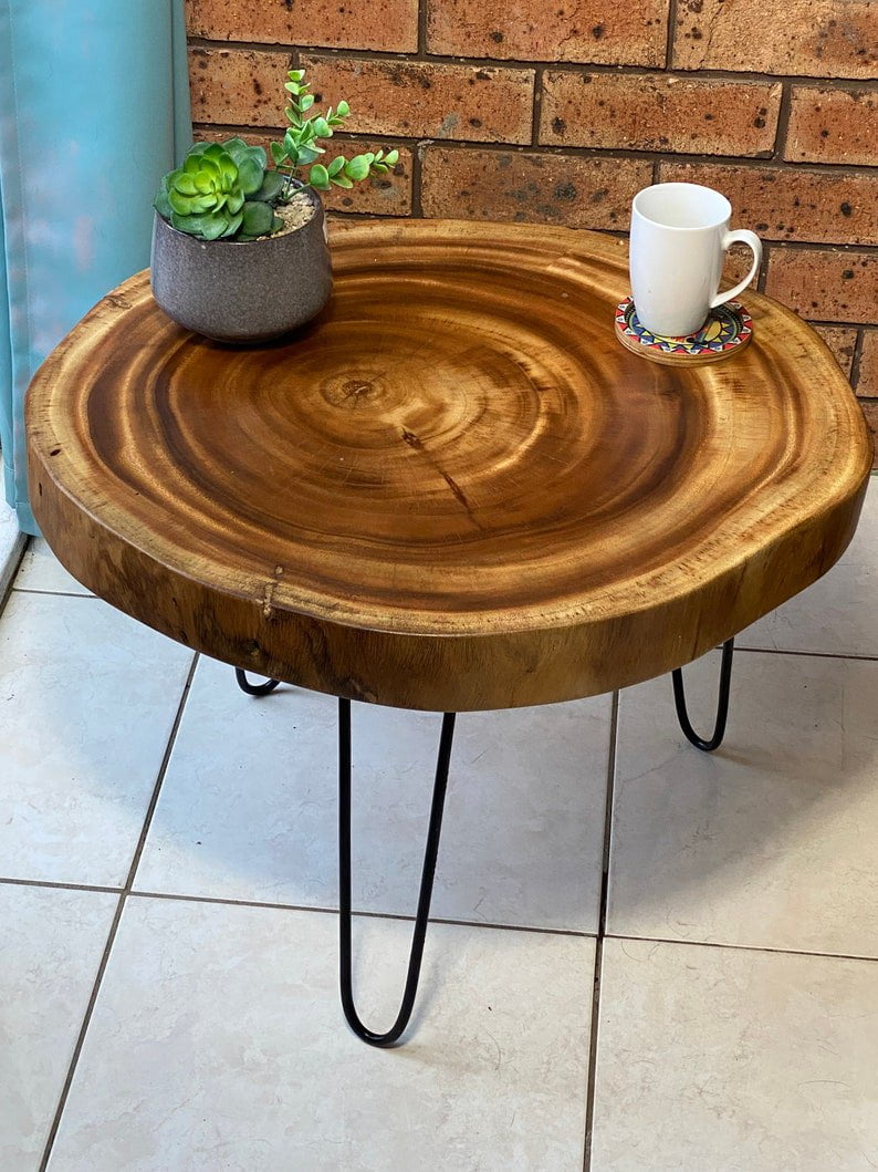 Round Raintree Wood Live Edge Coffee Table Payday Deals