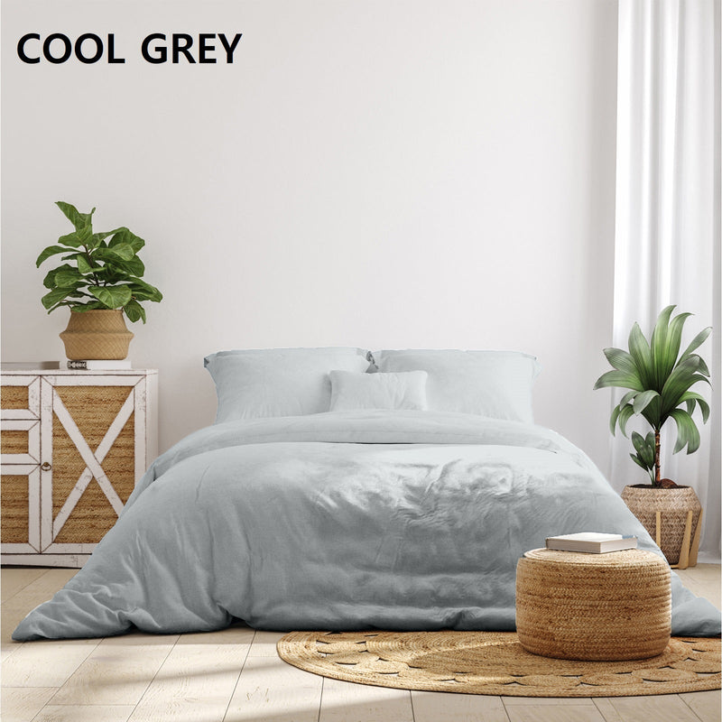 Royal Comfort 1000 Thread Count Bamboo Cotton Sheet and Quilt Cover Complete Set - Queen - Cool Grey Payday Deals